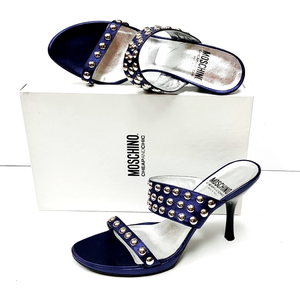 Moschino purple slide sandals silver studs 38